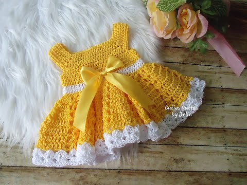 Crochet Baby Dress Tutorial, 0-3 Months Crochet Baby Dress, How to Crochet, Free Crochet Pattern