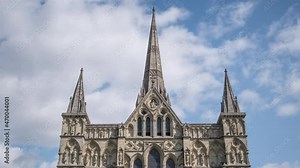 Cathedral Church tallest Spire Salisbury, England, UK Time Lapse
