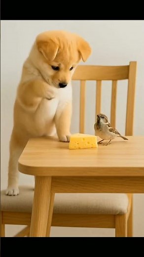 Admire the dog and bird's cooperation; it's very lovely.
