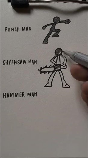 Stick figure Punch man, Chainsaw man and Hammer man #art #speeddraw #speeddrawing #stickman