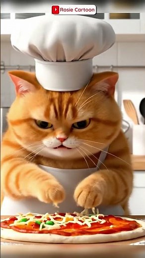 Cute 3D Cat Making Pizza | Adorable Animated Cooking Moment | Kids Cartoon Short #catcooking #cats