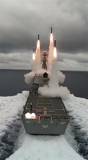 MASSIVE SALVO: Arleigh Burke-Class Destroyer Launches Multiple Missiles #USNavy #Destroyer #Missile