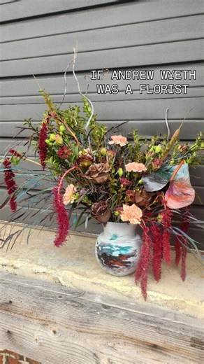 ANDREW WYETH 'UNTITLED' 1939 . . . #finleysflowers #floraldesign #floristsofinstagram #floralart #acrylic #wyeth #andrewwyeth #brandywinerivermuseum #momboss #smallbusiness #mompreneur #spraypaint #explorepage #fyp #flowersofinstagram #floristry #chestercounty #kennettsquare #delawareartists #delawareart #delawareflorist #delaware #netde #inwilm | Finley's Flowers
