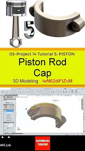 5- 3D Draft | PISTON |: ROD CAP #3d #solidworks #tutorial #cad #drawing #automobile