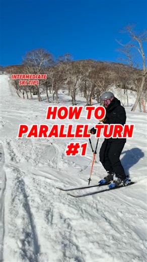 Niseko_Ski_Lesson_How_To on Instagram: "How to Parallel Turn No.1⛷️(intermediate ski tip) Step 1 Understand your turn shape. It should be a big S-turn, not a zigzag. Step 2 Turn your skis slowly — about 3 seconds for one smooth turn. Step 3 Use your whole legs to turn the skis, while keeping your upper body stable and facing toward the next turn, not downhill. #parallelturn #skilesson #intermidiate #nisekoskilesson #nisekoskicoach #skitip"