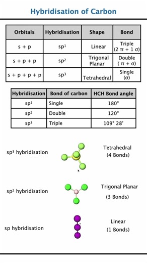 Hybridisation of Carbon Made Easy | Bond Angle Shape σ and π Bonds NEET JEE 🚀 sp sp2 sp3 Explained 🔥