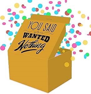 FETTIPOP Gift Box Exploding Confetti (Nothing Box) 7.1x5.5x4.3 in, Surprise Explosion Prank Pop up for Birthday, Any occasion