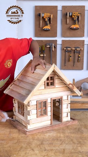 16K views · 364 reactions | Make log Cabin bird'sHouse and Bird Feeder For Bird Feeding #woodwork #asmr #aviary #interiordesign #woodworking #mysterious #woodart #joinerytechnique #ad #technique #woodworker #babybird #beautiful #wood #birds #birdwatching #birdphotography #birdlovers | Woodworking TV | Facebook