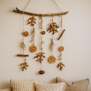 Rustic Farmhouse Fall Wall Decor, Garland With Dried Oranges Lemons Oak Leaves Cinnamon Pinecone, Eco Friendly Boho Autumn Decoration Gift - Etsy