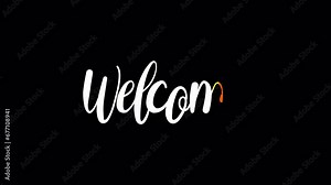 welcome, 4k handdrawn text animation with three dinamic color liquid trail