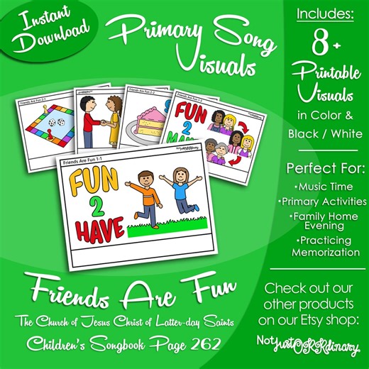 Bilder på sången Friends Are Fun, sångstunder från LDS Primary (digital nedladdning för utskrift) - Etsy Sverige