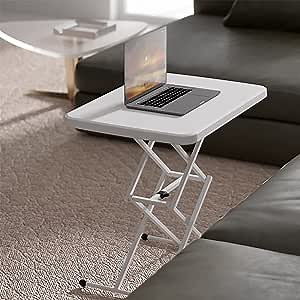 Allpop Adjustable Folding TV Tray Table - Small TV Dinner Tray for Eating, Portable Personal Laptop Table with 5 Heights for Picnic Bed & Sofa, Lightweight, Easy Storage, White