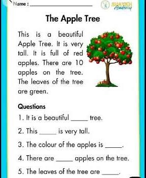 Comprehension Worksheet Practice | Reading Comprehension for Kids | English Learning Worksheet