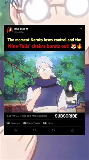The moment 💀 Naruto loses control and the Nine-Tails’ chakra bursts out! #Naruto #NineTails #Naruto