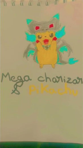 mega Charizard. Pikachu drawing