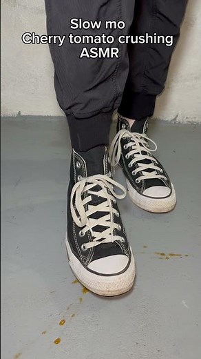 ASMR Converse Shoes Crush Cherry Tomatoes in Slow Motion #shorts