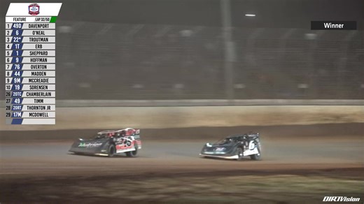 Johnathan Davenport takes home the final World of Outlaws Late Model feature victory tonight at the Dirt Track at Charlotte 🔥 #DIRTVision #AllDirtRoads | DIRTVision