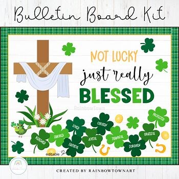 St. Patrick's Day Bulletin Board Door Decor March Christian Shamrock Decorations