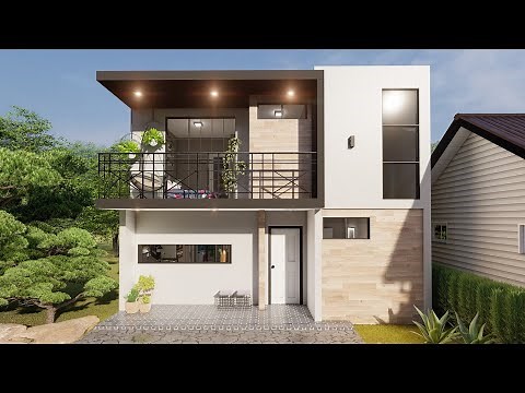 Casas de dos pisos sencillas y bonitas | Plano de casa de 7x7 metros con 3 dormitorios