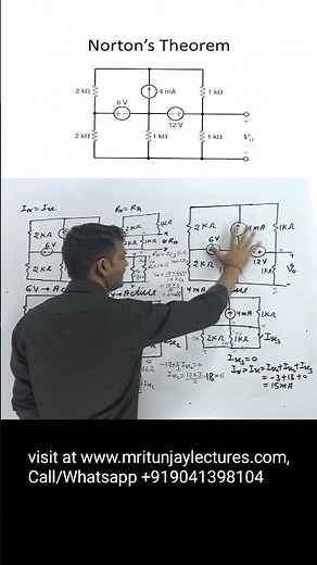 Norton's Theorem Example Solved With Source Transformation #shorts #short #viralshorts