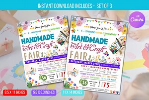 EDITABLE Handmade Art and Craft Fair Flyer, Craft Show Invitation Floral Digital Invite Printable Community Event Flyer Instant Download - Etsy