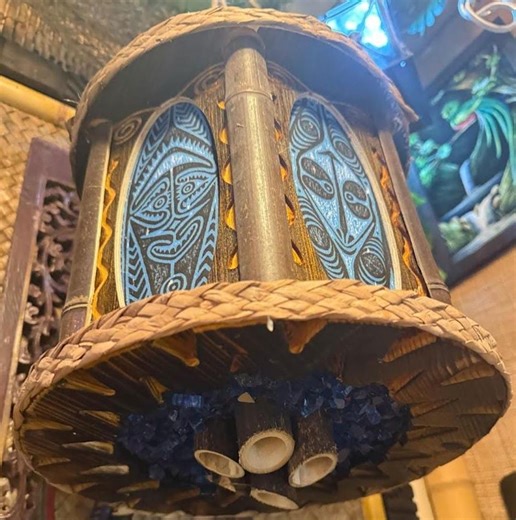 Bamboo Spike 6-panel Tiki Lamp: 12" Handmade Tropical Wood & Bamboo Light - Etsy