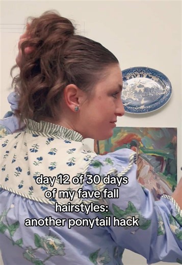 The cutest pony tail hack for medium to long length hair. All you need is two pony tail holders and takes less than 5 minutes and adds lots of volume to just a regular ponytail. Have the best day, friends! #hairhack #hairstyle #ponytail #hairtutorial #fyp