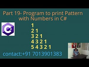 Print Pattern with Numbers in C# - Part 19