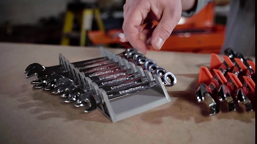 10 Piece Heavy Duty Socket Organizers and Wrench Tray Set (Orange and Grey), 1/4", 3/8", & 1/2" Drive Organizers and Wrench Holders for SAE and Metric tools