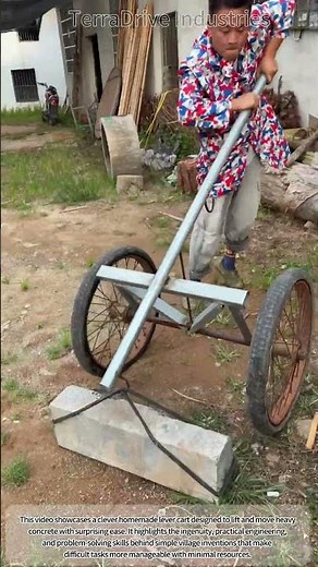 Genius Village Invention! Homemade Lever Cart Lifts Heavy Concrete Effortlessly 🤯