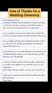 Vote of thanks writing idea part_15 #VoteOfThanks #wedding #weddingvoteofthanks | English Class