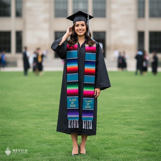 Light Blue Mexican Graduation Stole – Embroidered Class of 2026 - Etsy