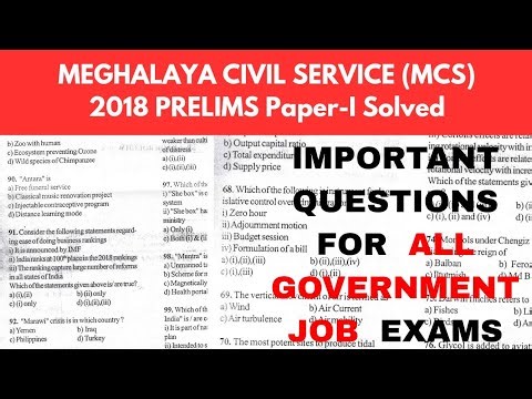 MEGHALAYA CIVIL SERVICE (MCS) Prelims Paper-I 2018 Solved