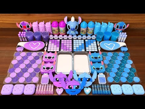 Slime mixing Stitch charms, glitter & more | ASMR #90