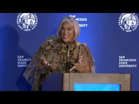 2025 Alumni Hall of Fame inductee Kim Coco Iwamoto accepts award | San Francisco State University