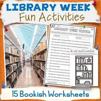 National Library Week ACTIVITIES Librarian Day Sub Plans Lessons Worksheets