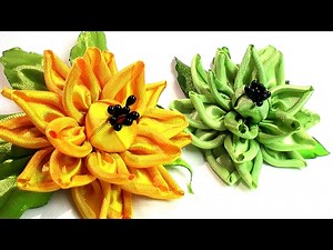 Kanzashi flower tutorial, kanzashi flores de cinta / DIY Kanzashi - Tutorial for Beginners