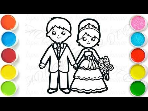 Bride and Groom Drawing, Painting & Coloring For Kids and Toddlers_ Child Art