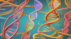 Double helix structure, base pairing, and the process of DNA replication Stock Video