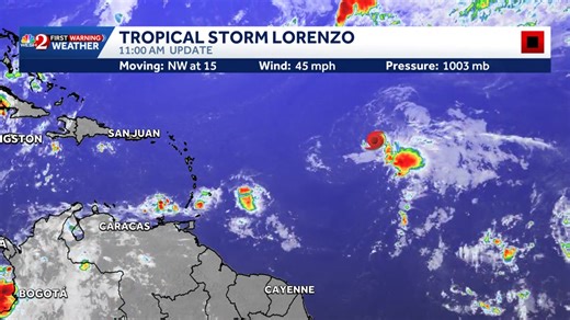 Latest satellite loopon #Lorenzo shows that it's a struggling tropical system right now as upper level winds are pretty strong.#weshwx | Tony Mainolfi, WESH