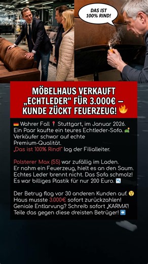 MÖBELHAUS VERKAUFT „ECHTLEDER" FÜR 3.000€ — KUNDE ZÜCKT FEUERZEUG! 🔥