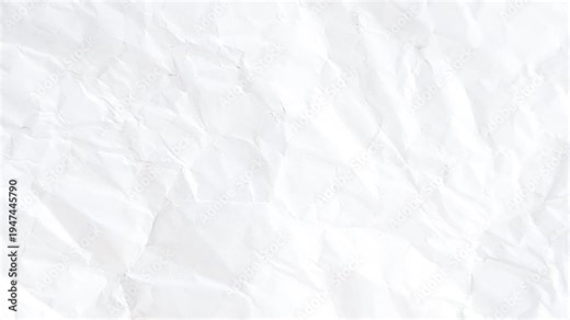 Crumpled white paper with center fold lines, Stop motion animated crumpled white paper texture background. white crumpled paper background. Animated white clean empty crumpled paper