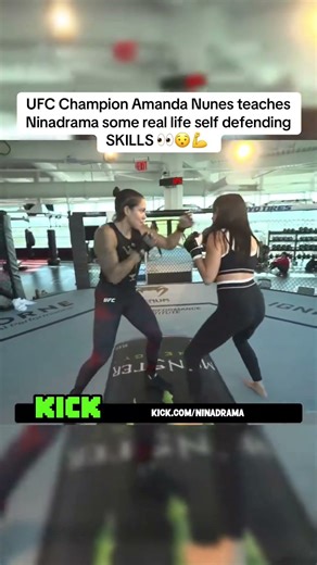 UFC Champion Amanda Nunes teaches Ninadrama some real life self defence 😭😳