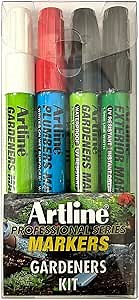 Artline Gardeners Marking Kit | Professional Series | Includes Gardeners Markers for the marking pots, plants, and more; Plumbers Marker for wet surfaces; and a UV resistant Exterior Marker