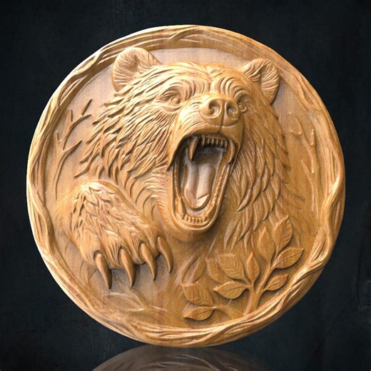 Bear Head 3D Model, CNC Router Carving Relief (STL File) - Etsy