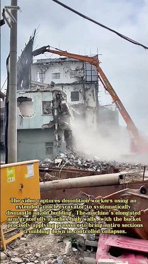 Demolition Dominance: The Long-Arm Excavator's Tower-Toppling Power!