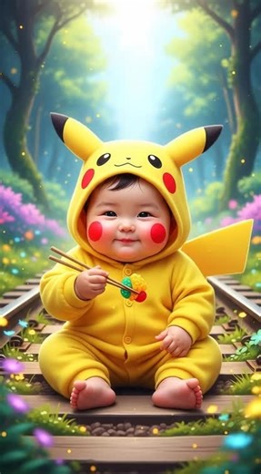 Pikachu Baby Spark ⚡👶 Cute Anime Fantasy World ✨ #Anime #Pokemon #Cute #Fantasy #Viral