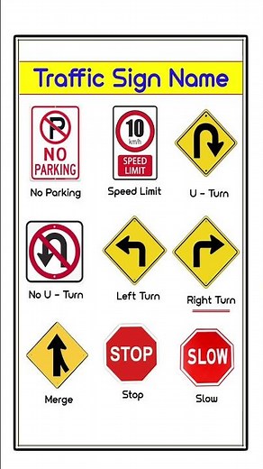 Traffic Sign Names in English 🚦 | Learn Road Signs Vocabulary for Beginners #shorts