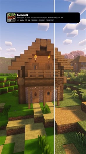 Sapixcraft: Best Vbrant, Cartoony Styled HD Minecraft Texture Pack #minecraft #texturepack #shorts