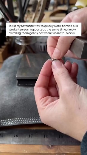 Metal Smith Tools on Instagram: "@willowandtwigg shares a super useful jewelry tip ⚒️✨ a simple method for work-hardening stud posts that also works wonders for straightening wire, perfect for making earring hooks and other small details. #jewelrytools #metalsmith #makingjewellery #whatsonmybench #silverearrings #ladysmith #jewellerymakingtips #jewelrymakingtips #jewelrymaking #jewelrytips"